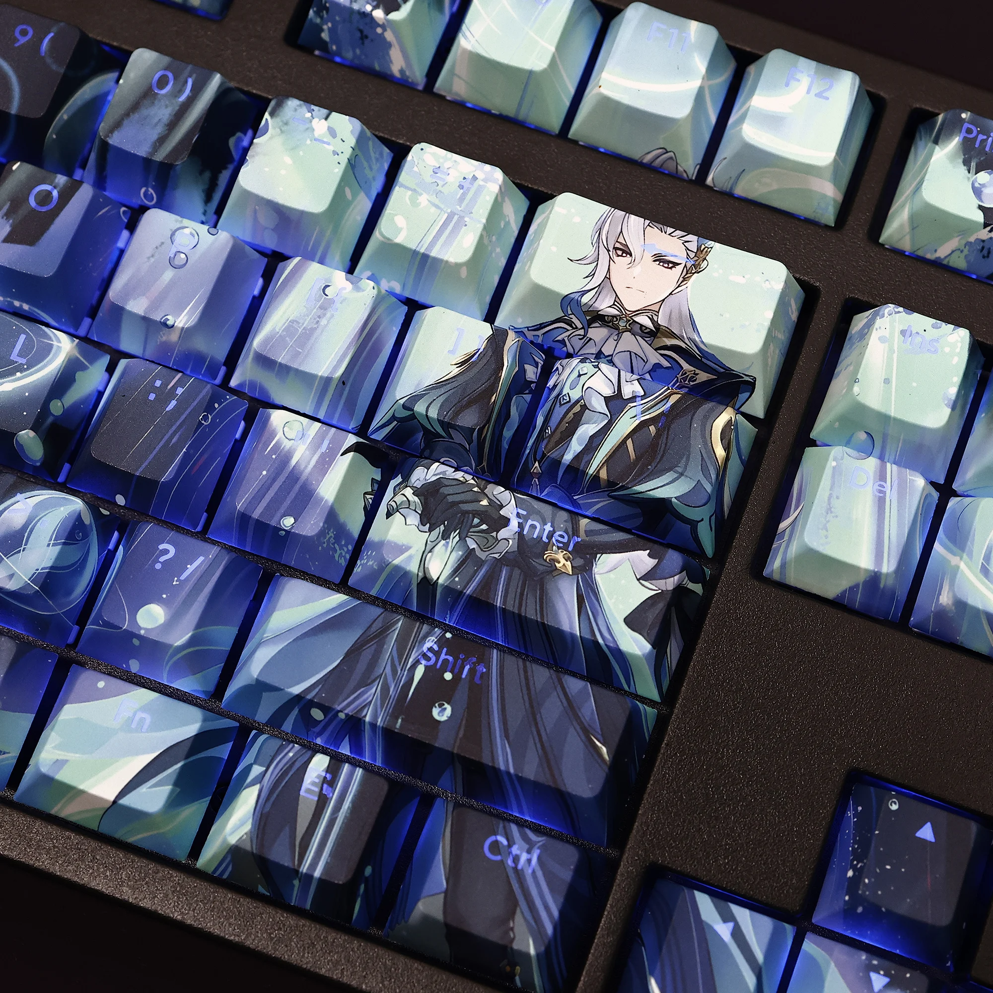 Neuvillette-teclado Mecânico Impacto Genshin 108 Key Cap Pbt Dye Luz Sublimação Transmitindo Cherry Switch Cross Cover - Imagem 2