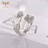 Stainless Steel Ring Wrap Finger Feather Open Ring Adjustable Size Fashion Women Jewelry Gold Silver Color Choose Small Gifts 5