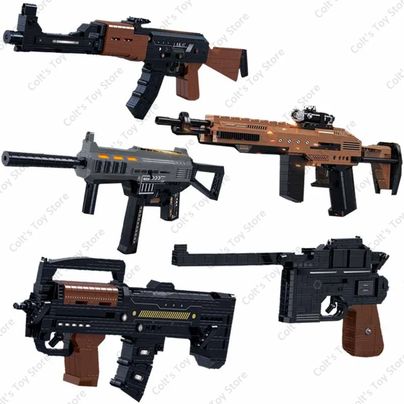 

2023 Military AK-47 Assault Rifl Toy Building Blocks Bricks Gun UMP45 Submachine Weapon Pistol Assembling Model Gift For Kids