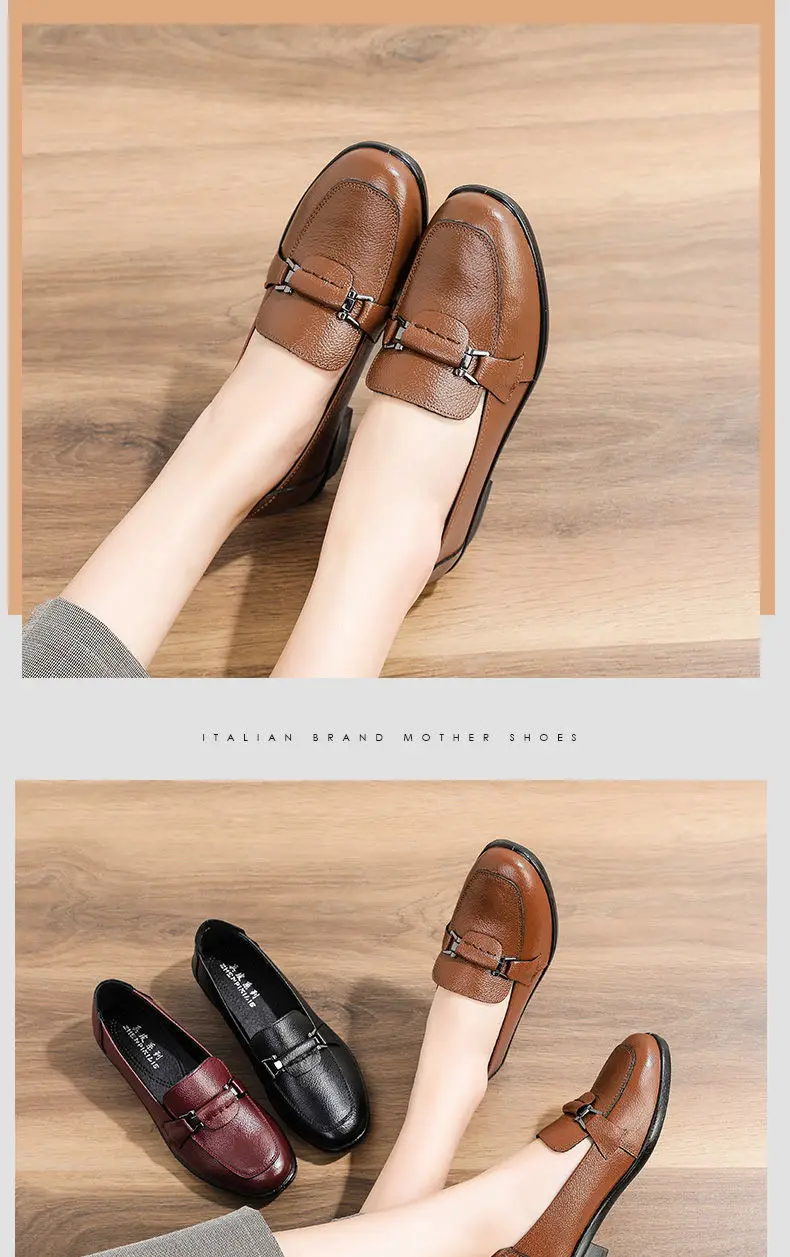 Women Vulcanize Shoes Ladies Vintage Leisure Footwear Ladies Shoes Round Head Solid Color Soft Sole Leather Stitching Durable