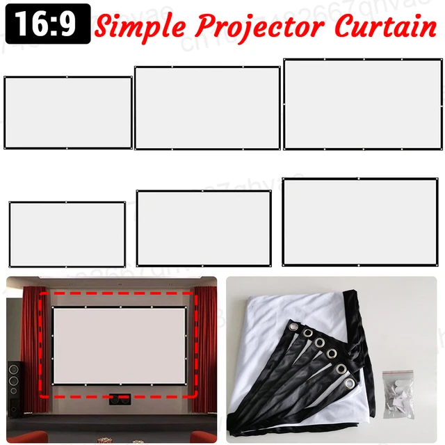Simple Projector Screen Portable Projection Curtain Cloth Home Cinema Office Outdoor Movie 60/72/84/100/120/150 Inch HD Display