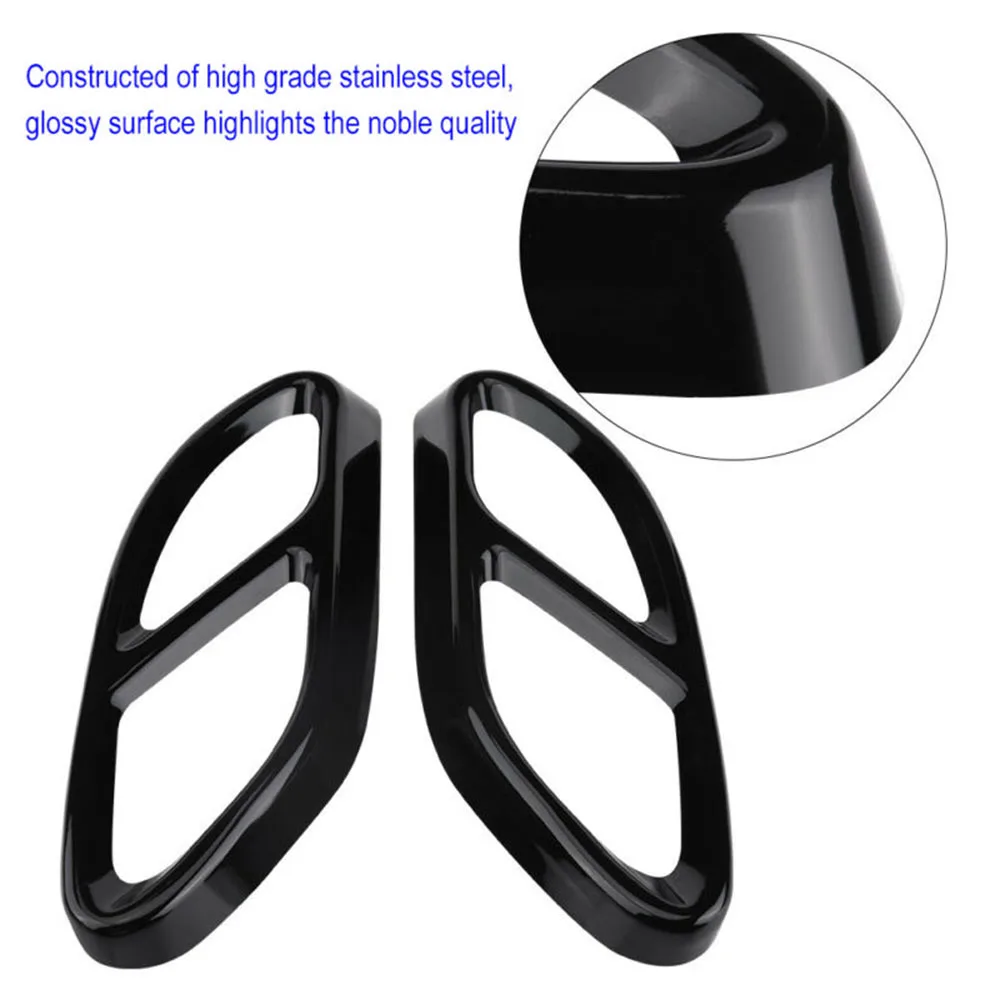 

Black Exhaust Muffler Covers Decor For Coupe W246 W212 W213 W176 Exterior Stainless steel Tip Portable Useful Durable New