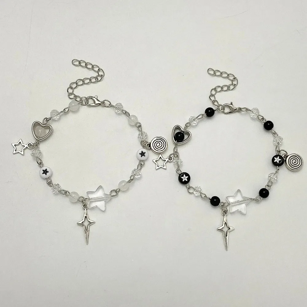 New Alloy Hollow Five-pointed Star Bracelet Adjustable Vintage Tredny Y2K Couple Bracelets Punk Matching Bracelets