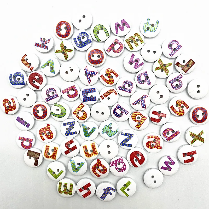 30pcs 15mm Round Button Monogrammed Christmas Stripe Plaid Button Love Scrapbooking for Wedding Decor Sewing Accessories 3