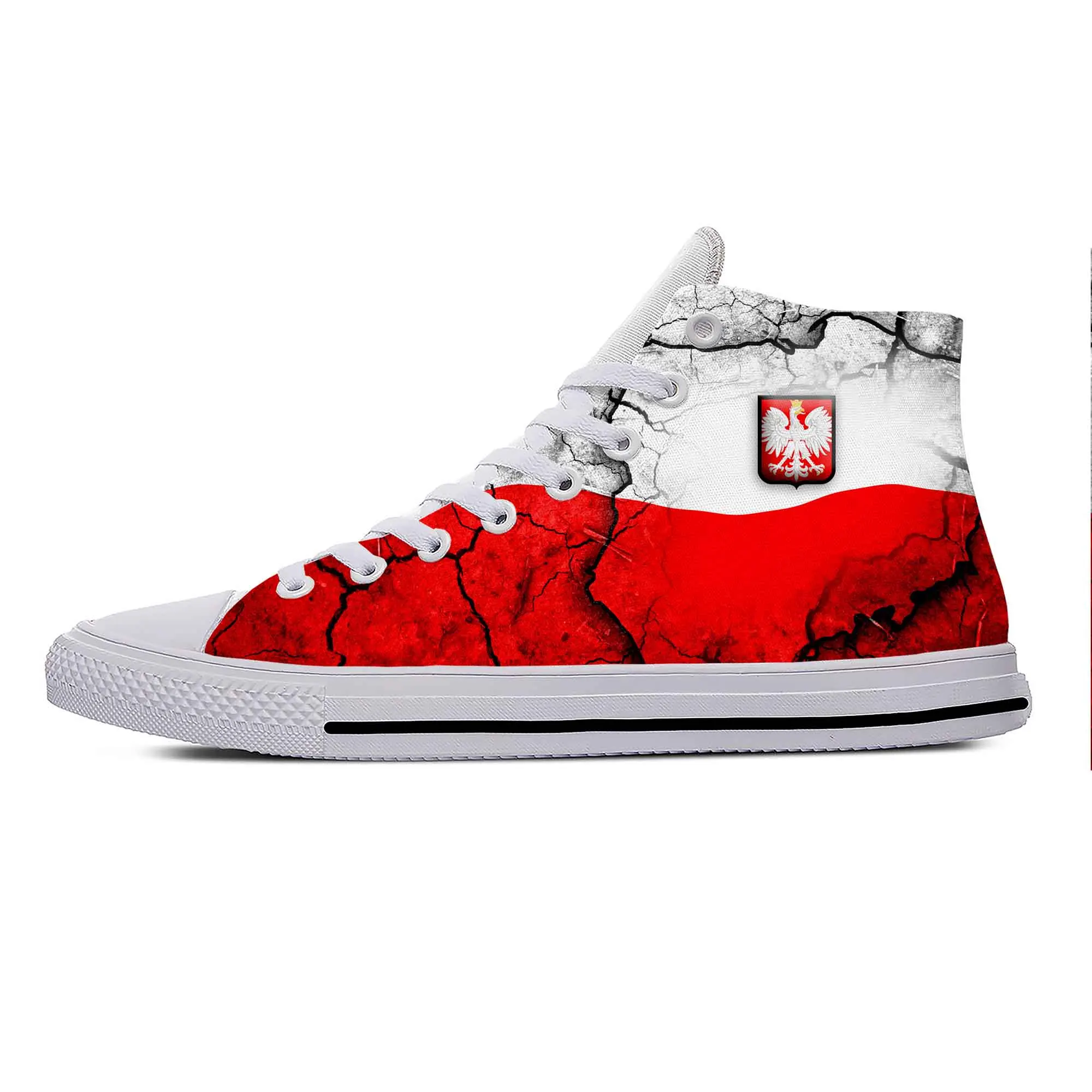

Poland Polish Flag Patriotic Pride Fashion Funny Casual Cloth Shoes High Top Lightweight Breathable 3D Print Men Women Sneakers