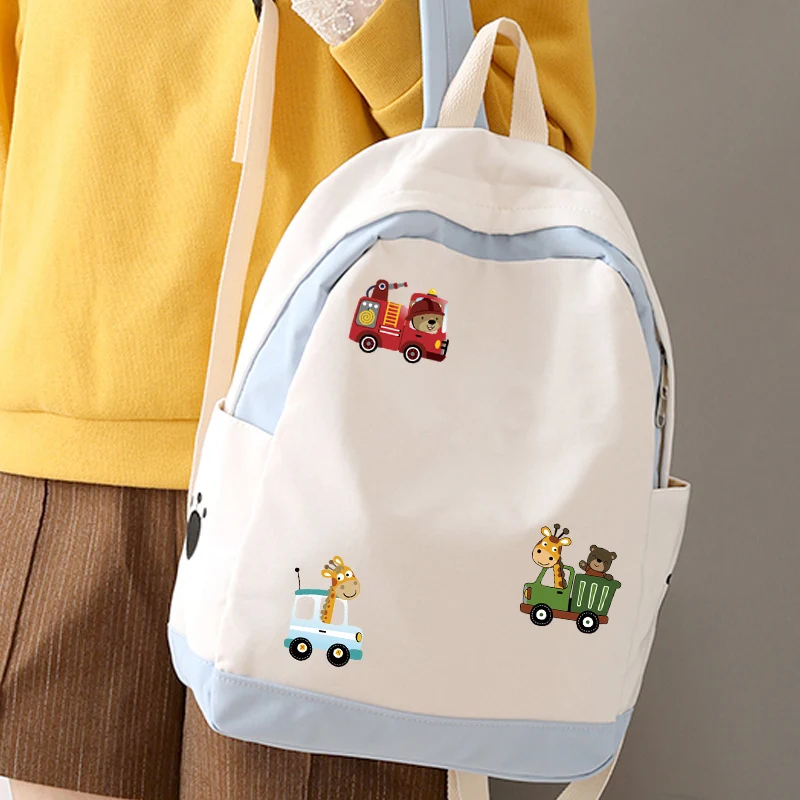 귀여운 동물 자동차 패치 의류 어린이 옷 스티커 Parches Ropa Diy 후드 티셔츠 열 프레스 Appliqued 철 스티커