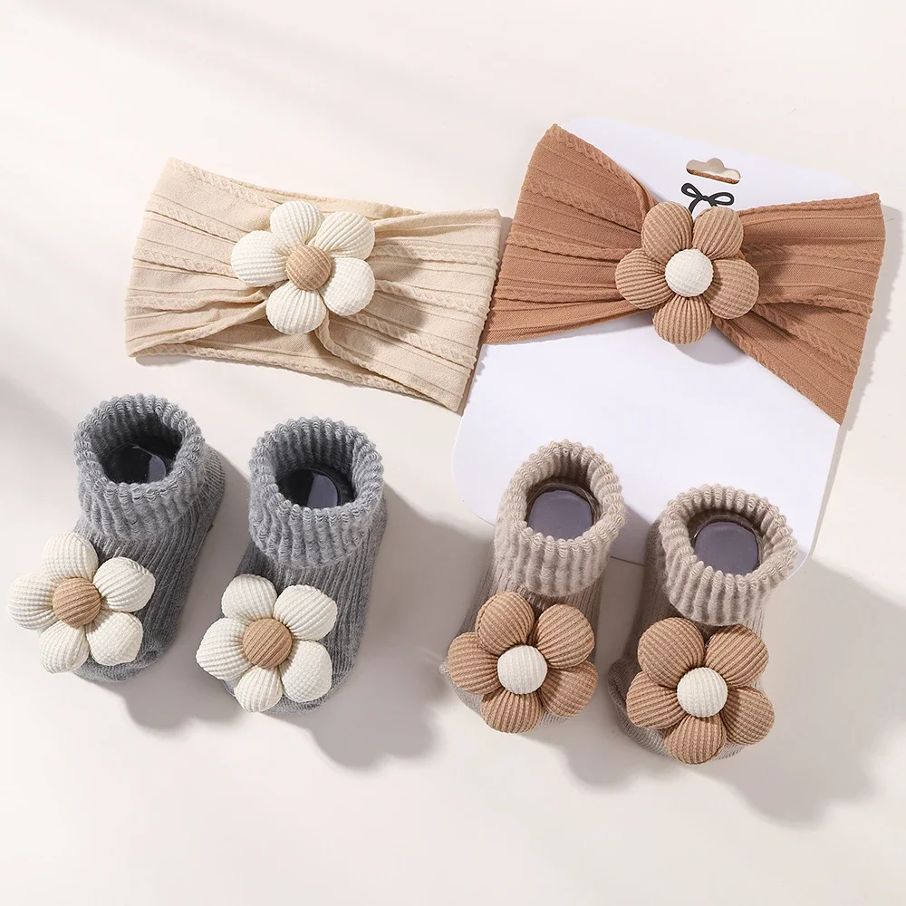 Baby Girl Floral Headband & Socks 4