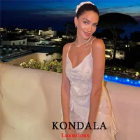 KONDALA Sexy Chic Women Dress Solid Cami Backless Sequined Tierred Mini Short Dress Fashion 2025 Fall Evening Club Party Dress - Image 3
