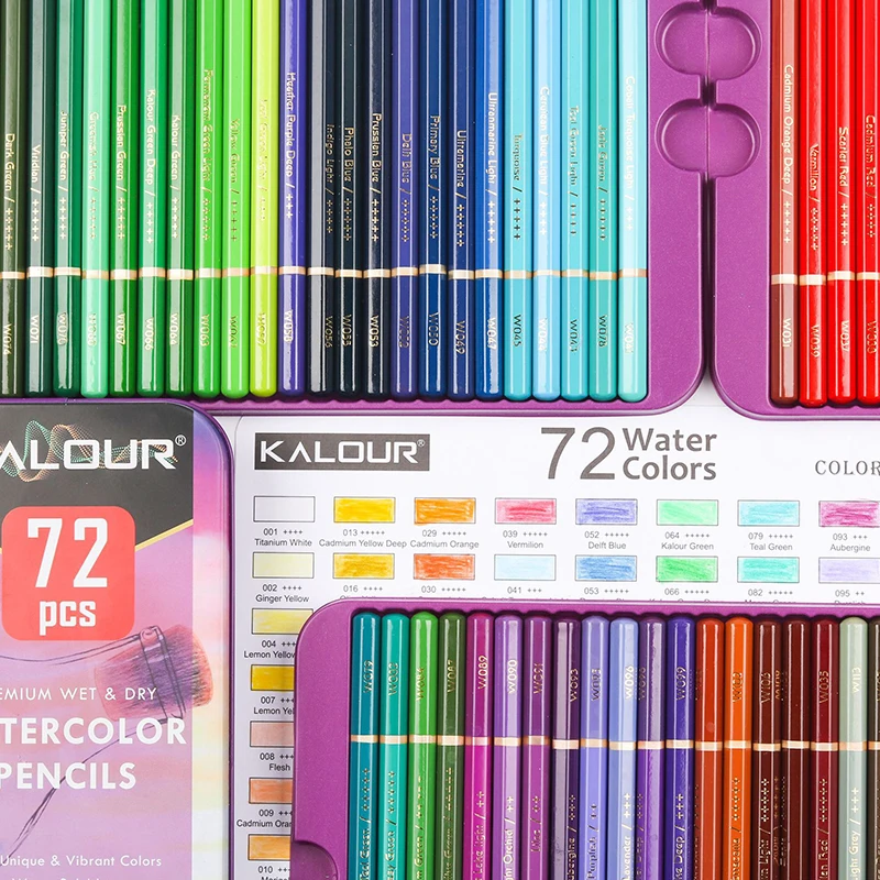 KALOUR Professional Watercolor Pencils, Set of 72 Colors,Numbered and Lightfastness,Water-soluble Colored Pencils for Adult Coloring Book,Water