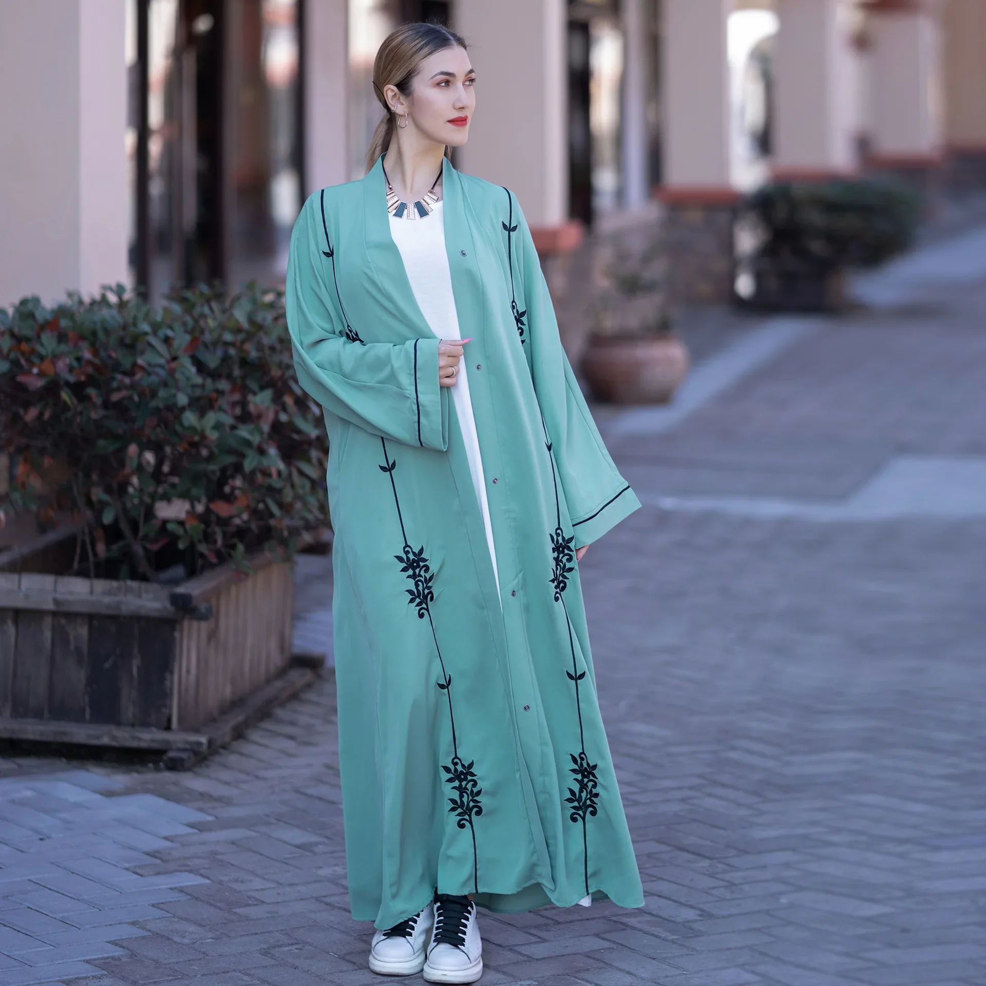 Open Abaya Kimono Muslim Embroidery Arabic Hijab Dress Summer Abayas for Women Dubai Party Kaftan Robe Turkey Islamic Outfits