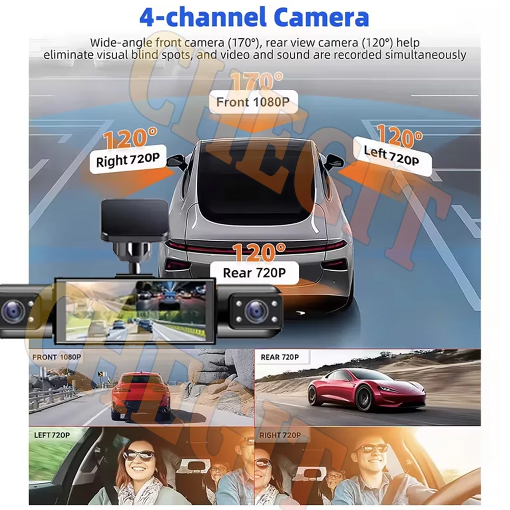 360° Car DVR 4Cameras 1080P WIFI Video Recorder Dash Cam for Car Front Right Left With Rear View camera Night Vision Camera