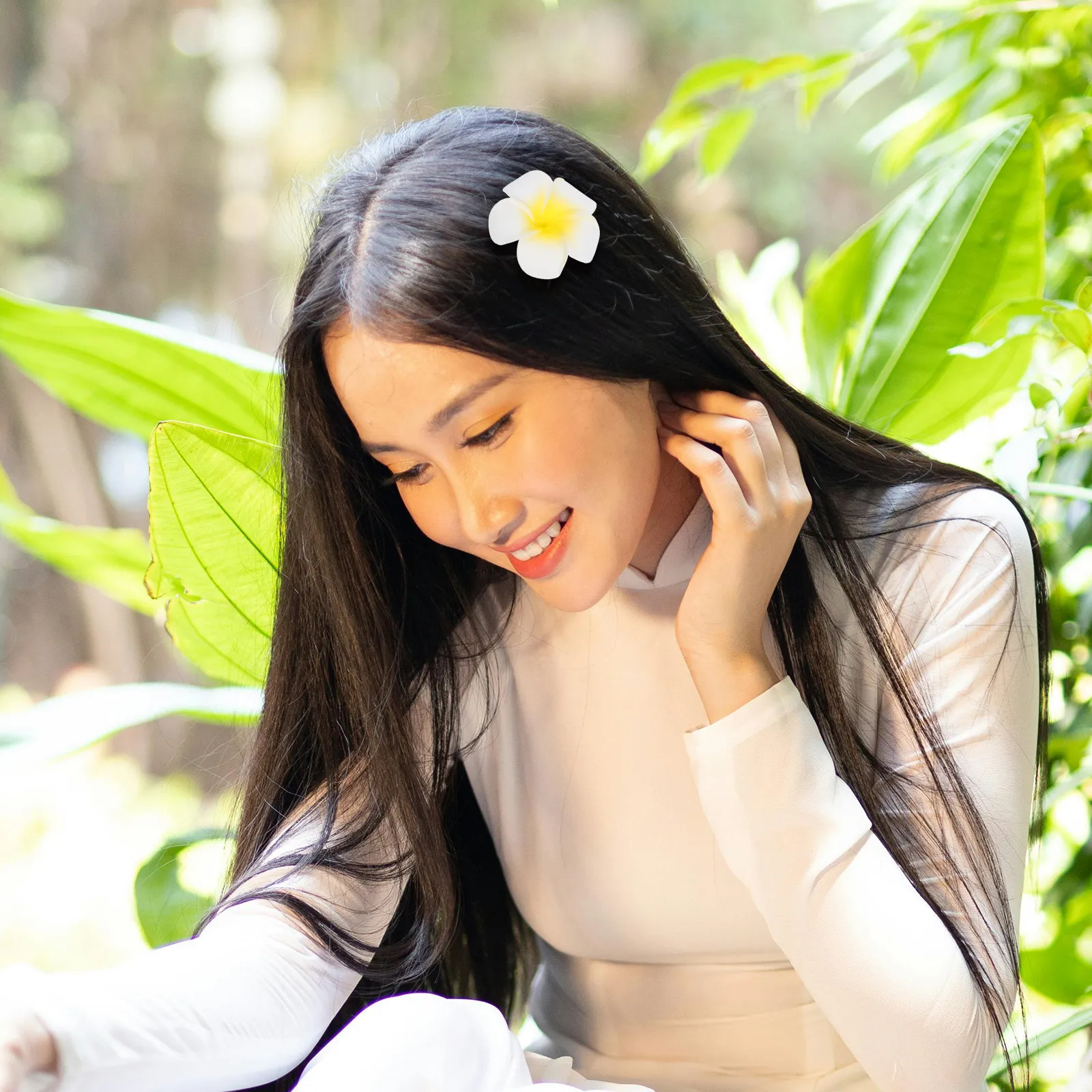 50개 이국적인 하와이안 플루메리아 조화, 에바 소재의 사실적인 디자인, 변색 방지, 열대 웨딩 DIY 홈 데코 프로젝트용
