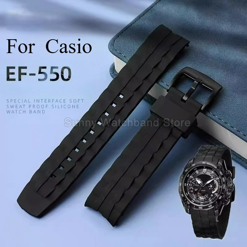 For Casio Edifice EF-550D Resin Watch Strap with Stainless Steel