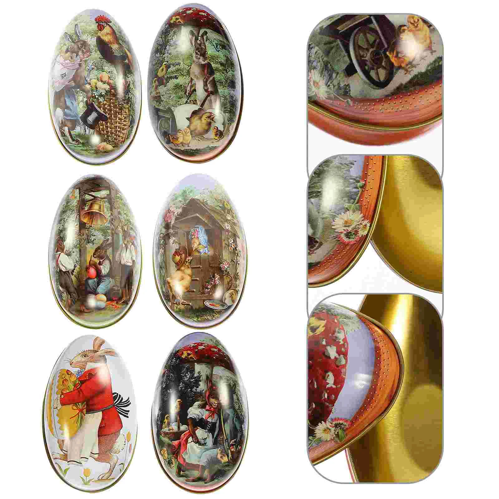 

6 Pcs Vintage Decor Easter Tin Box Candy Boxes Party Favors Jar Treat Container
