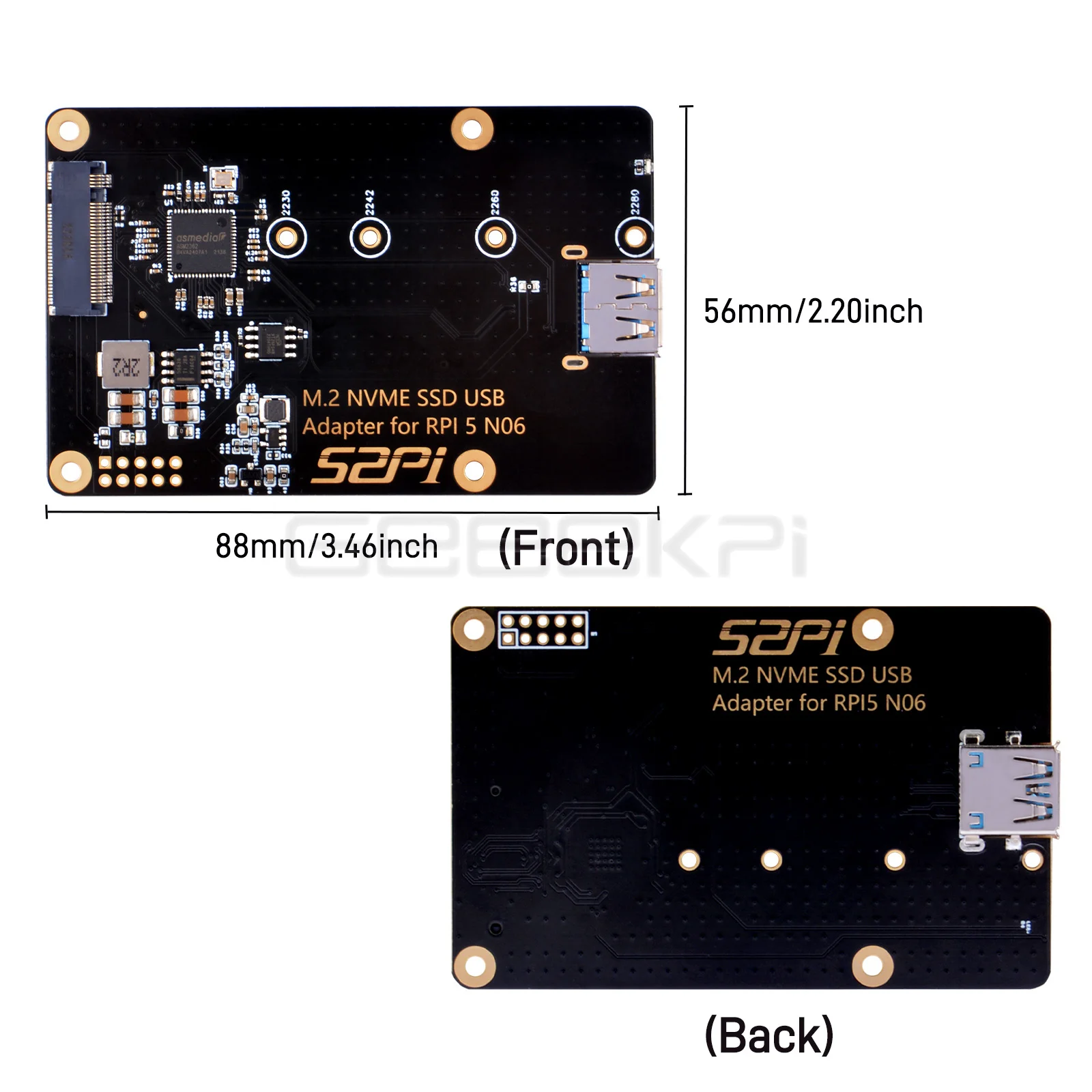 라즈베리 파이 5 2230/2242/2260/2280용 GeeekPi N06 M.2 NVME SSD USB 어댑터