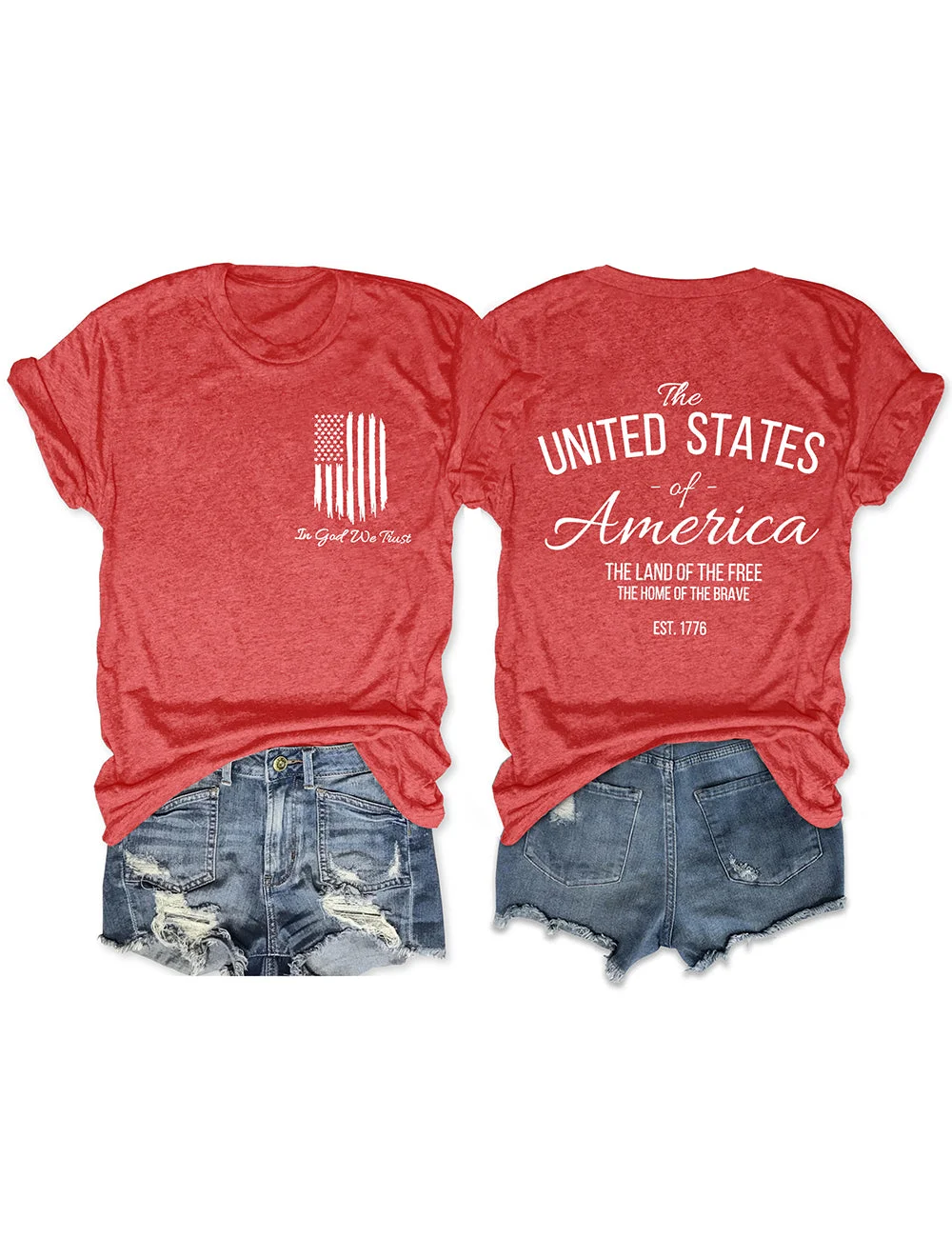 

New Hot Sale Fashion Independence Day Female T-shirt America Flag Chest Print Women Shirt The US of America Slogan Girl Tee