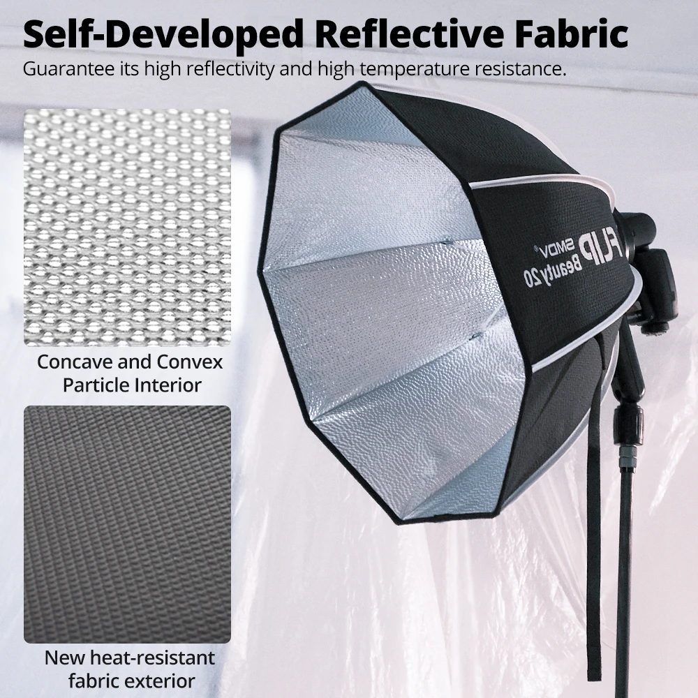 SMDV 플립 뷰티 20 24 빠른 탈착 파라볼릭 소프트박스 강력 반사 매트 박스 보웬스 엘린크롬 브론컬러 마운트 플래시용