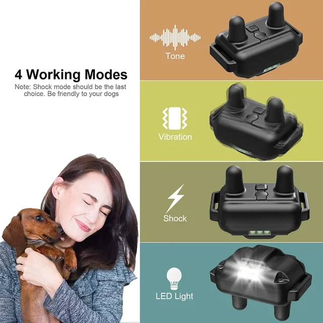 800m Electric Dog Training Collar Detachable Bark Rechargeable Anti Barking Shock Vibration Reflective Collar for All Dogs Pet 2