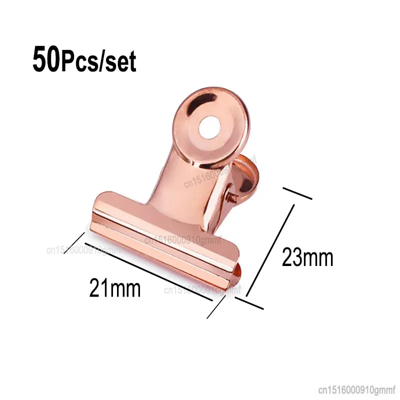 Round Metal Grip Clips Ticket Paper Stationery Bulldog Spring Clip 4 Color 50Pcs/Set 21mm*23mm For Tags Bags Office School Gift