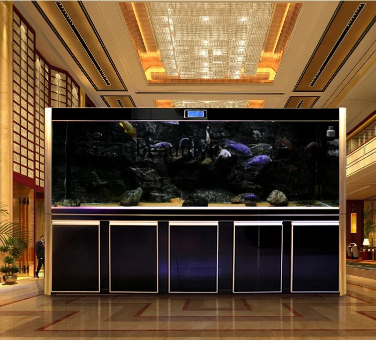 

Large Ecological Fish Tank Aquarium Living Room Bottom Filter Change Water Super White Glass Dragon Fish Tank 1.5 M