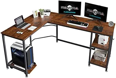 

× 47" Reversible Large L Shaped Computer Desk Laptop Table Study Workstation Office Home Furniture Wood Natural, Espresso L sha