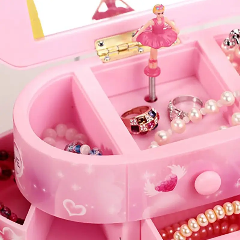 Children's Birthday Music Boxes Creative Dancing Girl Music Jewelry Box Storage Case Rotating Clockwork Box Christmas Gift