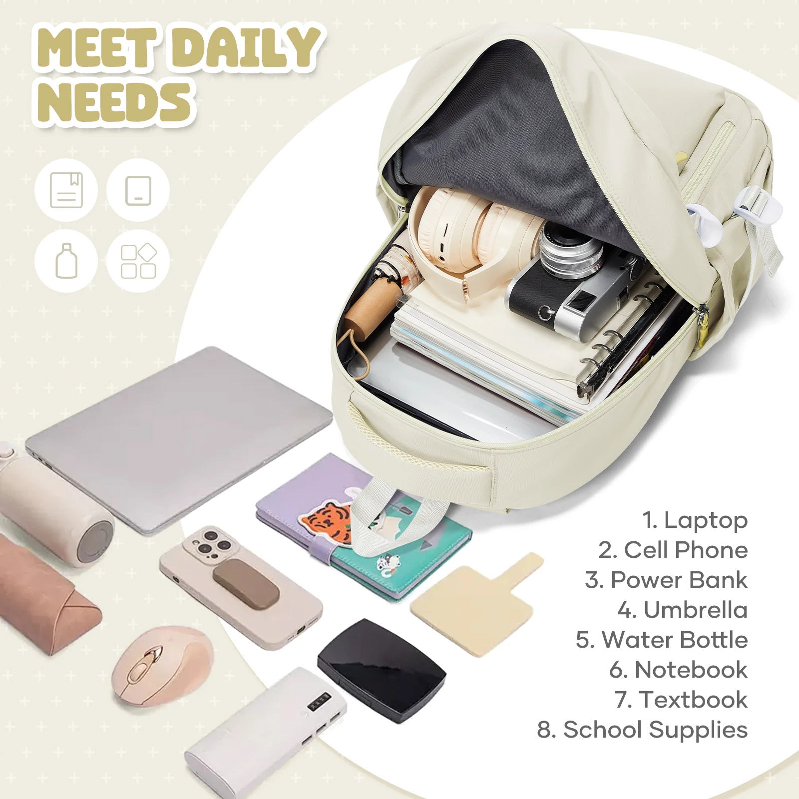 School Backpack for Girl Boy High Capacity Waterproof Teens College Daypack Knapsack Men Women Travel Backpack Laptop Kawaii Bag - 2