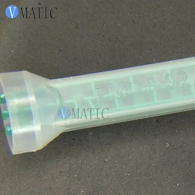 10pcs Plastic Resin Static Mixer FMC08-32 Mixing Tube Nozzles For Duo Pack Epoxies Square Shape Green Color