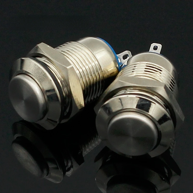 1Pcs 12Mm Waterproof Momentary High Round Metal Push Button Switch Car Start Horn Speaker Bell Automatic Reset 12Mm Metal Switch