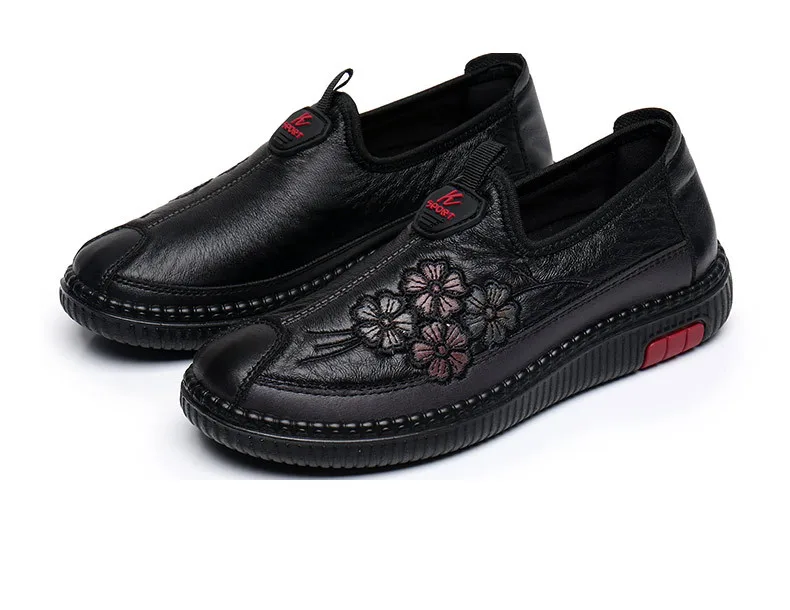 2023 New Spring /Autumn Genuine Leather Breathable Flats Ballet Shoes Female Casual Shoes Office Lady Comfort Shoes