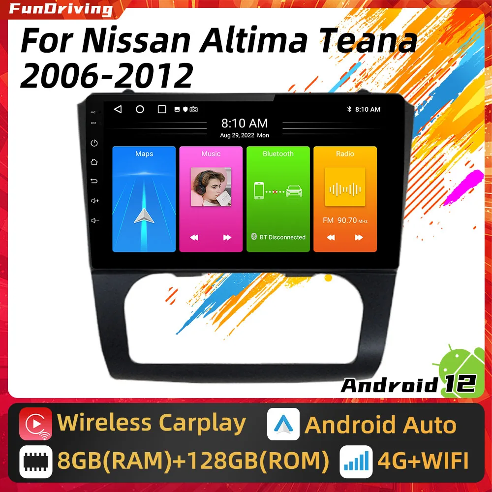 

Автомагнитола на Android для Nissan Teana Altima 2006-2012, 2 Din, Wi-Fi, GPS-навигация, стерео, Мультимедийный проигрыватель с 4G, аудио