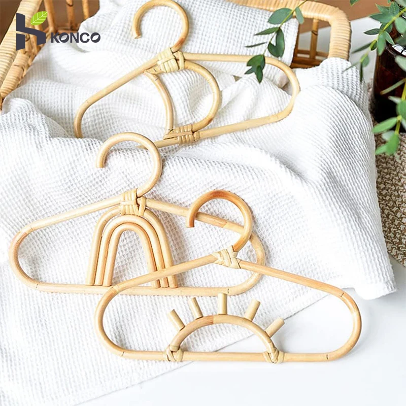 Rattan Hanger Handmade Rattan Coat Rack for Kids Adult Coat Rack Garments Organizer Dress 's Hanger Wall Hooks Children's Hanger 1
