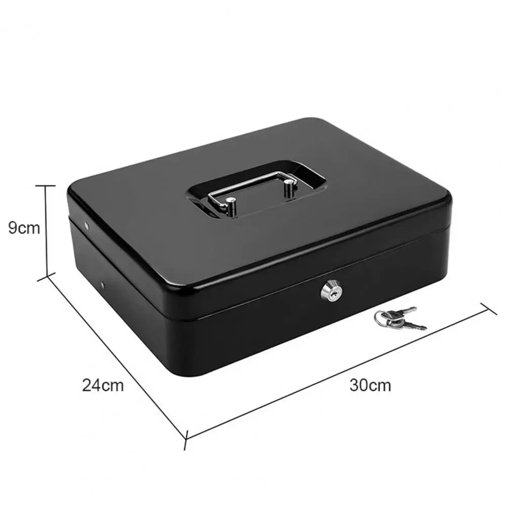 Cash Storage Box Lock 2 Keys Metal Money Box Cash Tray Multi-compartments Portable Safe desktop storage box