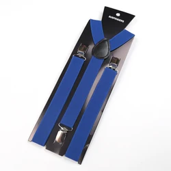 Elegant Solid Color Elastic Leather Suspenders - Adjustable Straps for Weddings and Formal Attire (ROYAL BLUE)