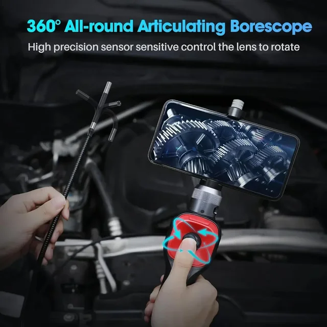 360 Rotary Video Controlled Endoscope Endoscopic With Apple Iphone Ios Car Camera For Rotation Articulation Automotive Boroscope 3