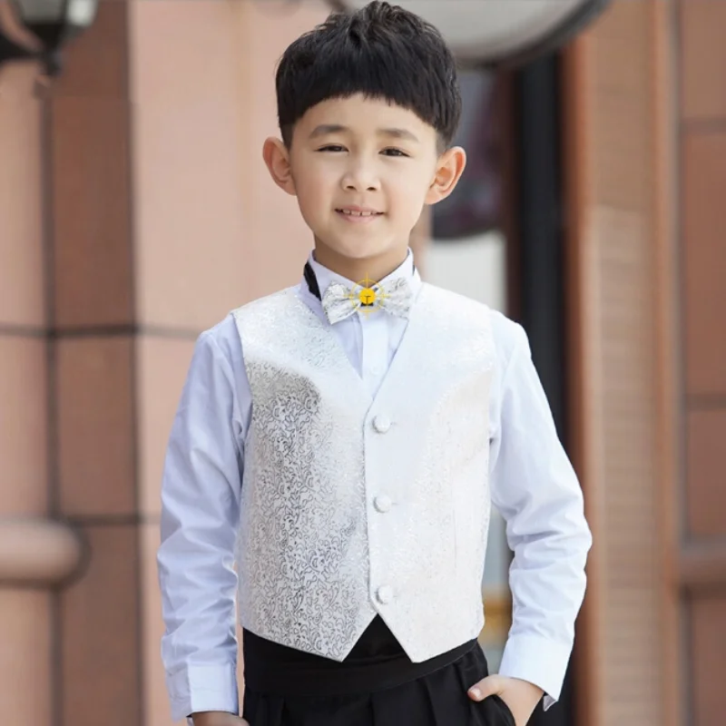 Elegant Fashion Children Tuxedo Set Costume Birthday Wedding Fashion Casual Brand Formal Boy Suits Blazers 5PCS Set F 1116