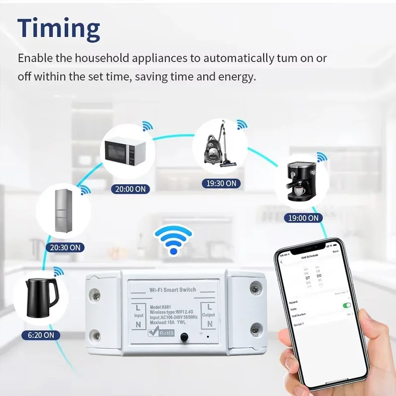 Tuya Smart Home 10A Wifi Wireless Remote Switch Breaker 1/2/3 Gang Wireless Wall Switch Support Alexa Google Home Smart Life APP