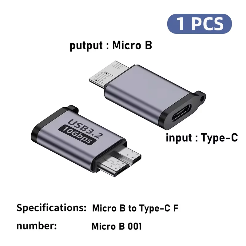 High-Speed USB-C Female to Micro B Male Adapter