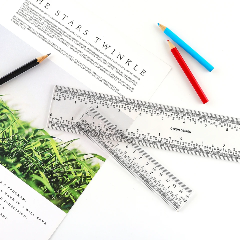 2 PCS 6 Inch /12Inch Clear Acrylic Ruler Zero-Centering Ruler With ...