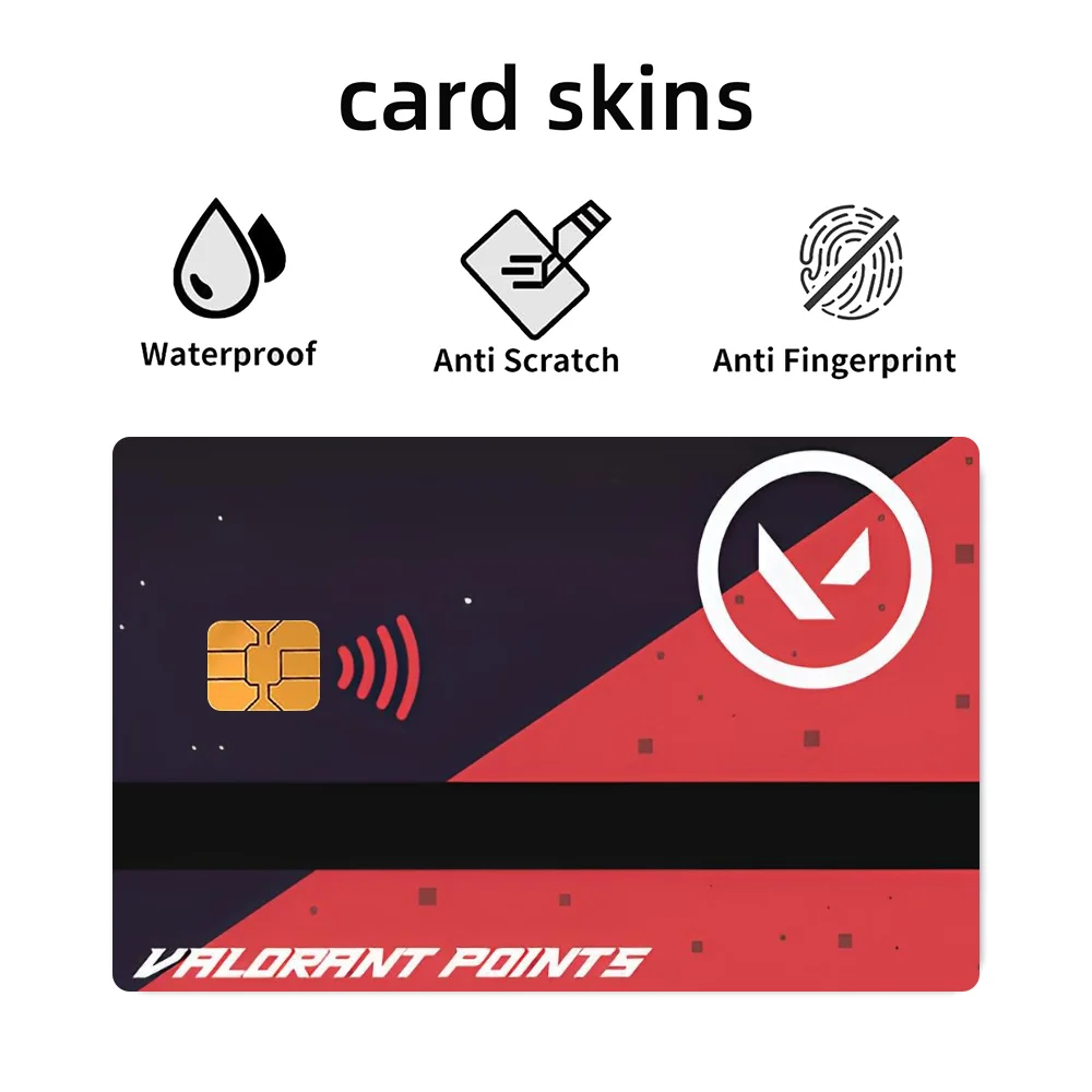 Valorant Points Stickers 4pcs PVC Card Skin Stickers for Bank Card Bus Metro Case Decorate Gift