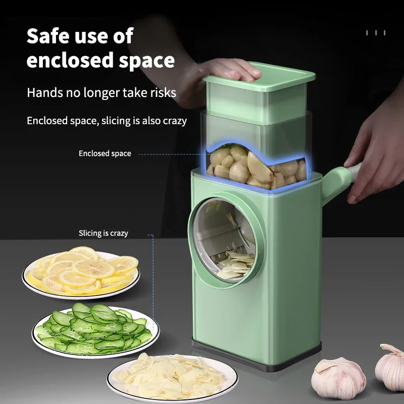 

Multifunctional Vegetable Cutter Kitchen Gadgets for Carrot Garlic Press Potato Spiralizer Slicers with Handle Manual Home Use