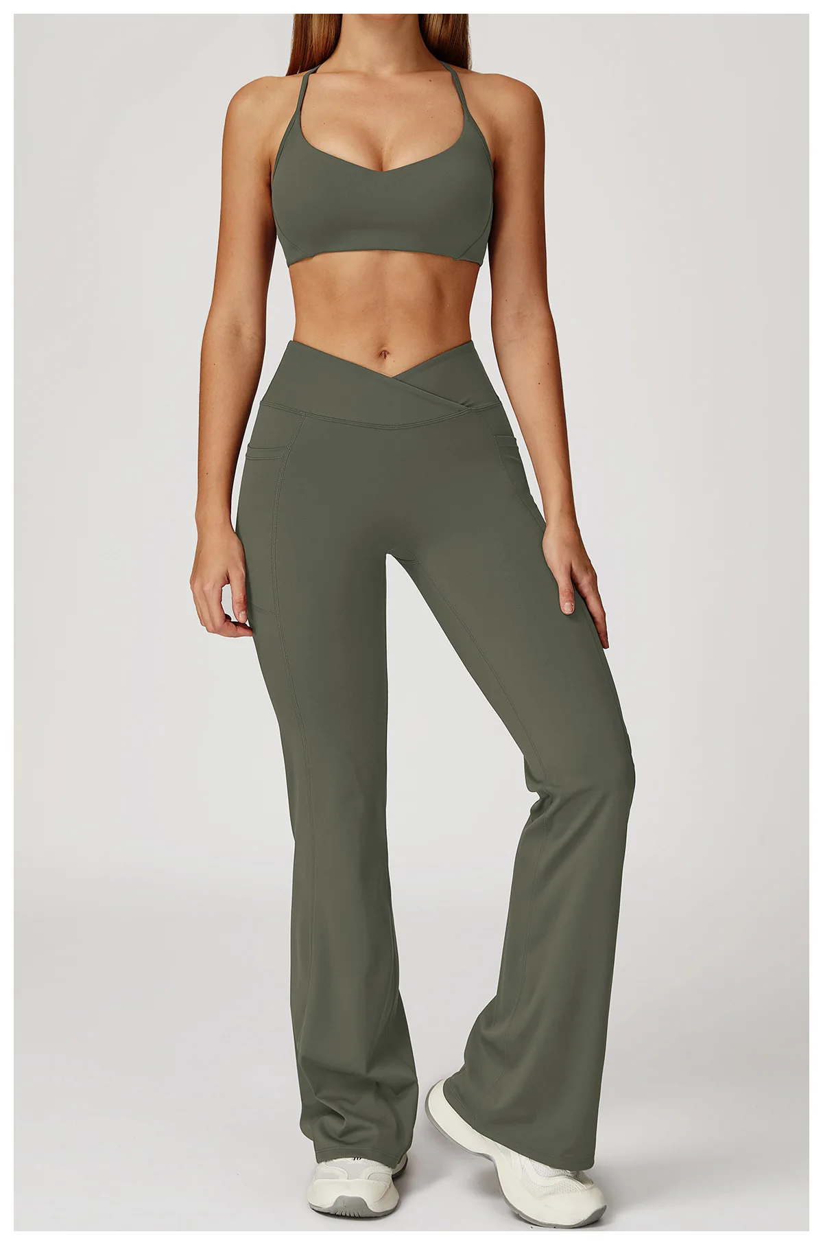 Pantalon Yoga Évasé Taille Haute Femme