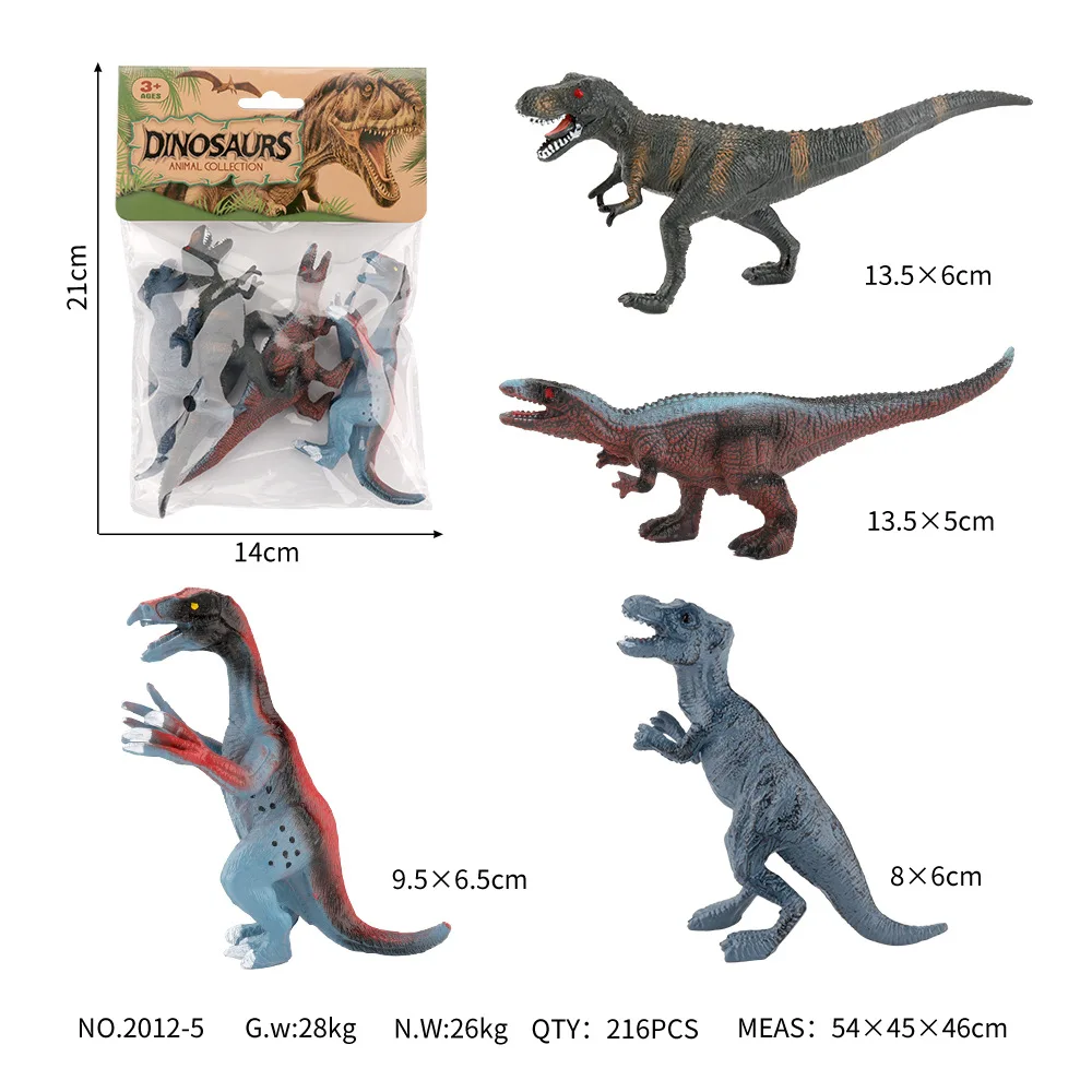 4PCS Styles13cm Small Dinosaur Models Toys Jurassic Tyrannosaurus Indominus Rex Triceratops Brontosaurus Boys Gifts for Children 4
