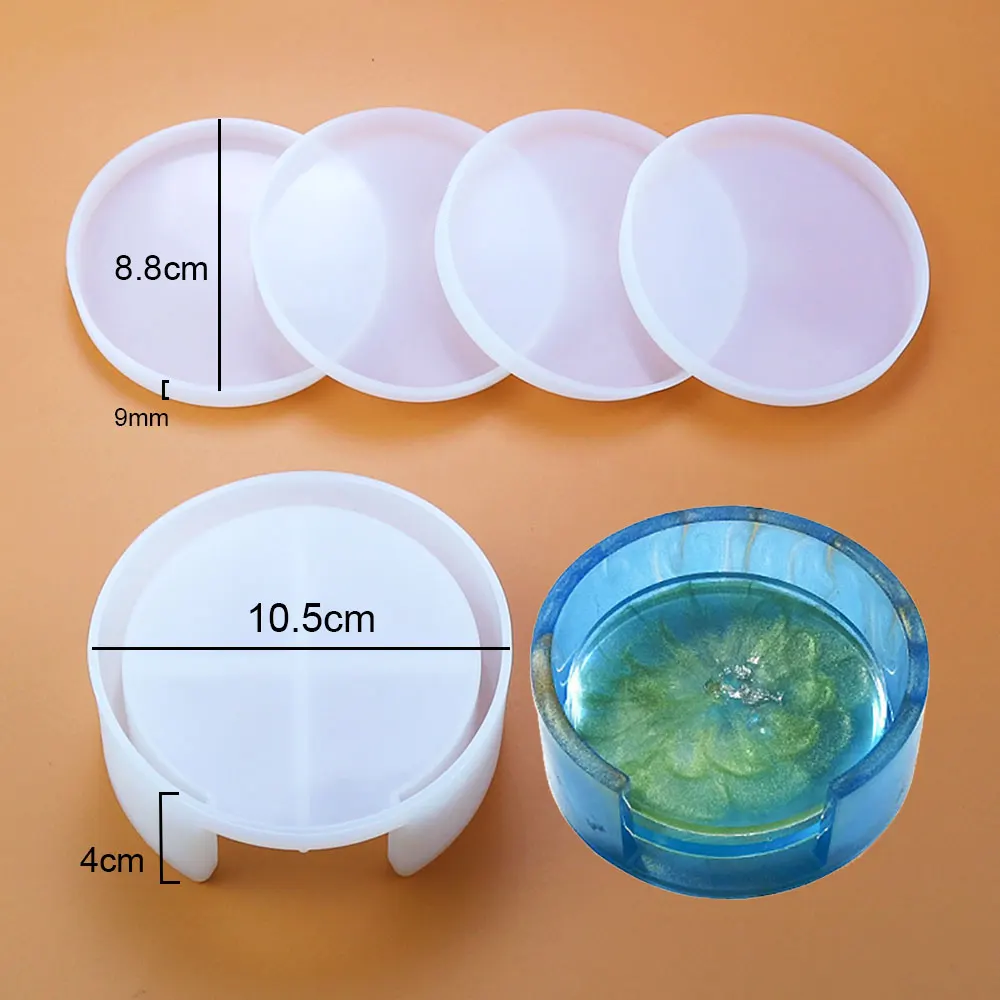 Silicone for Coaster Resin Mold Square Round Container Silicone Mould Cups Mats Diy Epoxy Resin Mold Coaster Storage Box glue mold