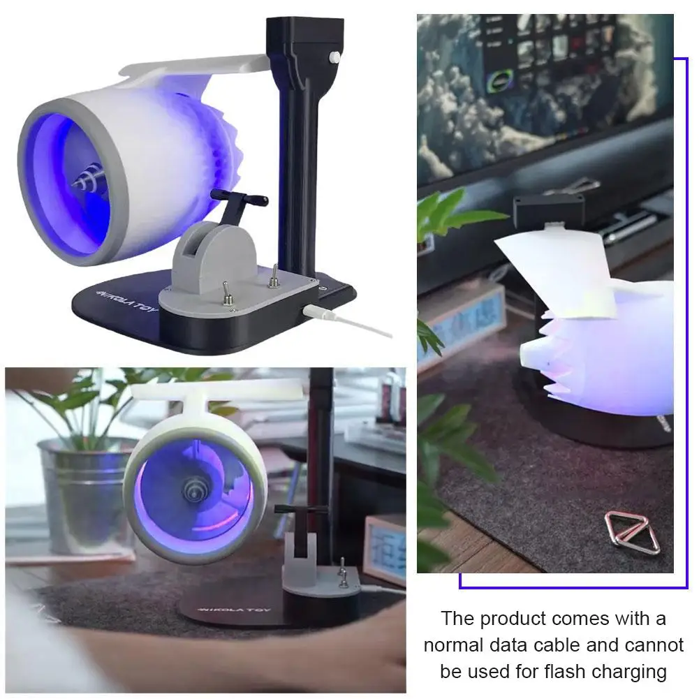 Creative Turbo Desktop Fan Turbofan NIKOLATOY Upgraded Engine Model JetFan USB Fan With Atomization Red Light Tail Flame Device