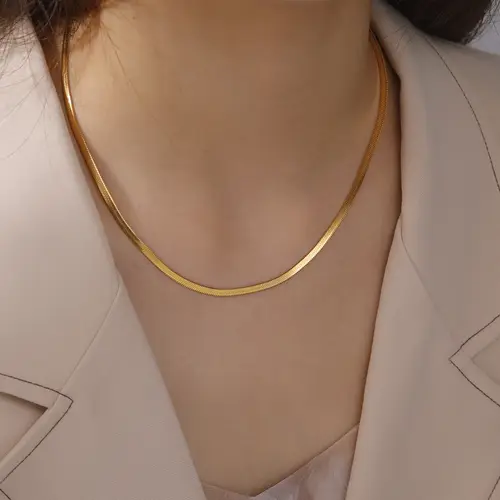 Skyrim Stainless Steel Snake Chain Necklace for Women Men Gold Color Herringbone Choker Neck Chains 2026 Trend Jewelry Gift Hot - Image 11