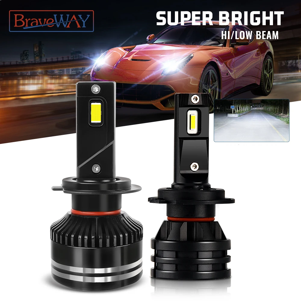 BraveWay Super LED H11 Lamp 16000LM H4 LED Headlights for Cars H1 H4 H7 H3 HB3 HB4 9005 Turbo Bulbs for Auto Lights 12V