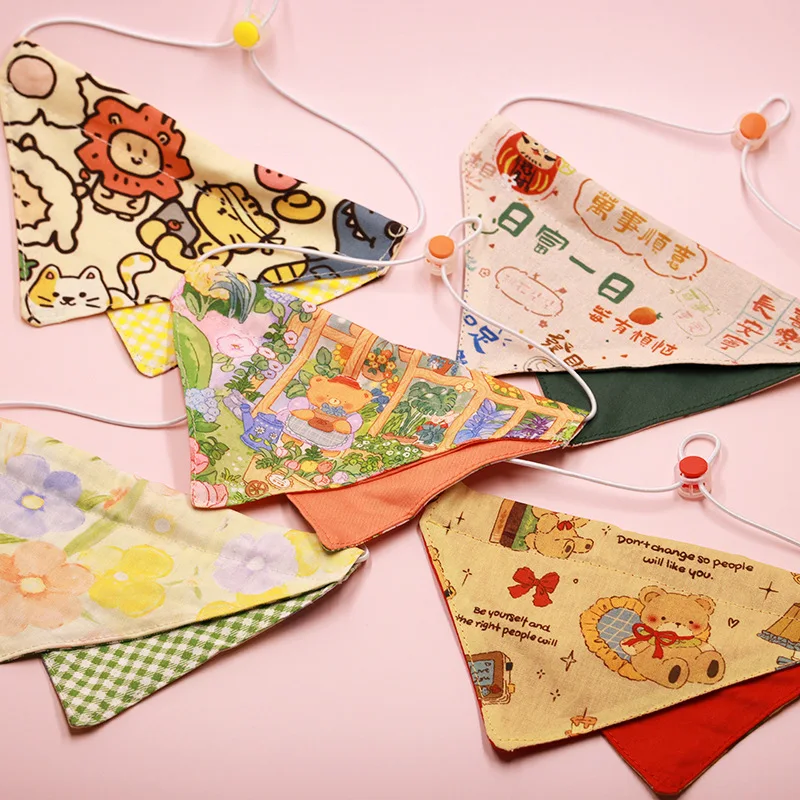 Pet Supplies New Cotton Printed Pet Triangular Scarf Saliva Towel Cat Puppy Bib
