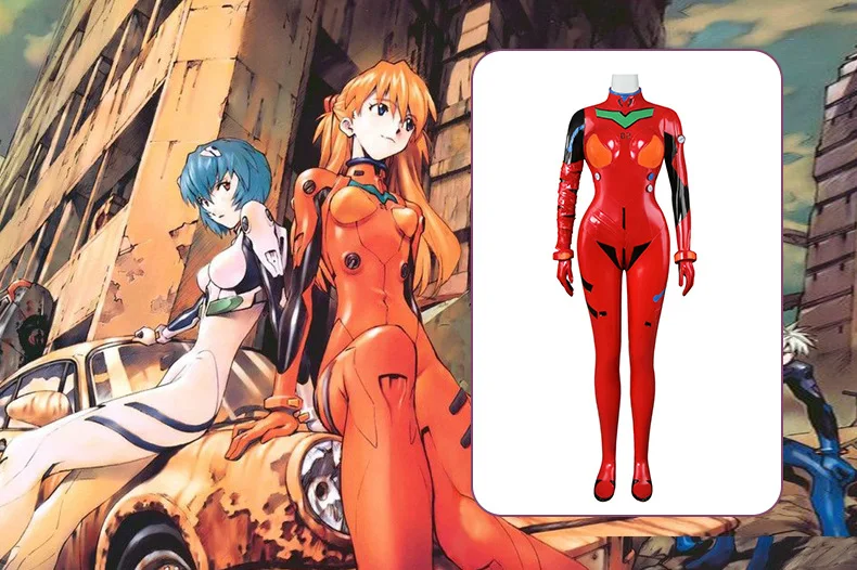 Neon Genesis Evangelion: Asuka Langley | Red PU Plug Suit Cosplay Costume 16 Neon Genesis Evangelion - TV Series: Asuka Langley Soryu | Red PU Plug Suit Costume