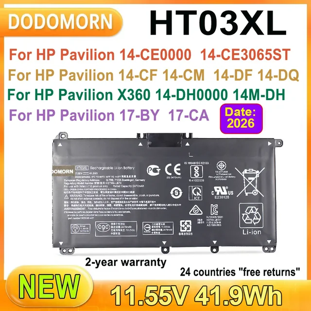 Batterie pour ordinateur portable HP Pavilion 15-DA 15-DB 15-DW 15-CS 15-DY 17-BY 17-CA, occupation CE, occupation CF, occupation DF, occupation DQ, DK, HT03XL, 3470mAh, offre spéciale 1